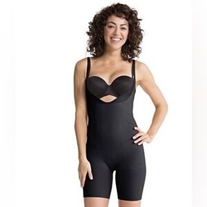 Nwot SPANX Slimmer & Shine Black Open-Bust Shaping Bodysuit size S